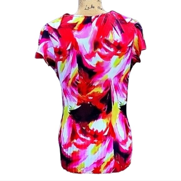 NEW Cato Accordion Pleat, Abstract Print Top with Ruffle Front - Picture 8 of 17